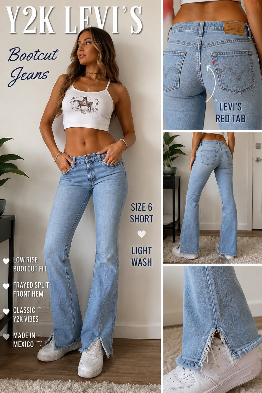 Levis 518 Womens 6 Short Light Wash low Bootcut Flare Jeans Y2K